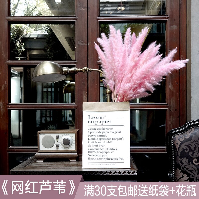 Kraft paper bag Dried flowers Bouquet of flowers Net Red reed Dried flowers Pink reed Dried flowers Big ear decorate flower arrangement Pampasgrass Dried flowersin the Home accessories , Vase/Flower/Artificial flowers/Imitation jewelry , Dried flowers/Petal/Dried package/Dry twigs  category - from Buy2taobao.com to provide professional Taobao agent buy service