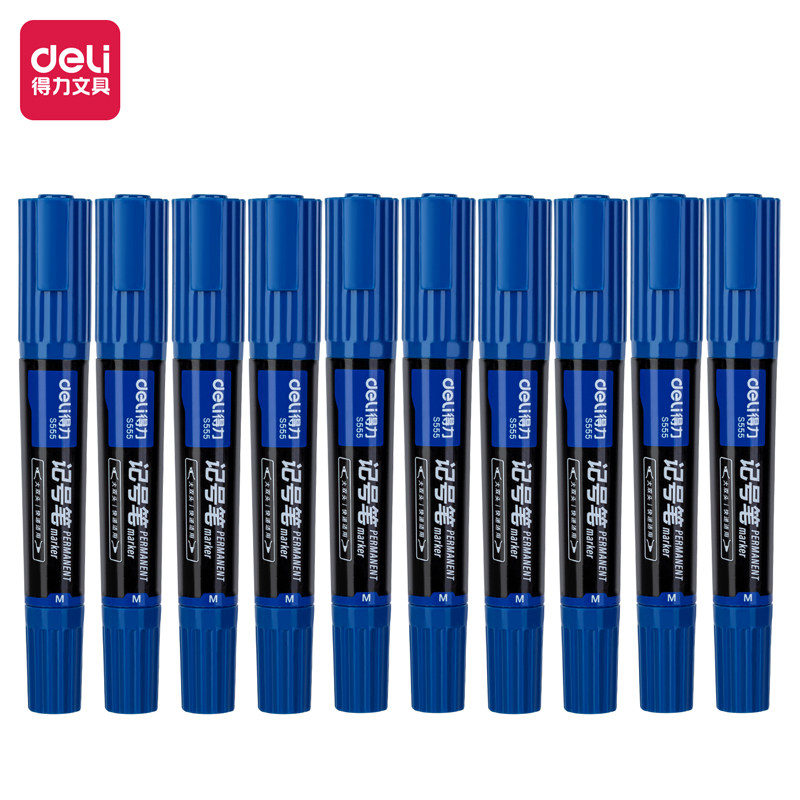 델리 S555 대형 양방향 마커 펜 속건성 방수 유성 페인팅 익스프레스 물류 마커 펜 10 개|상자