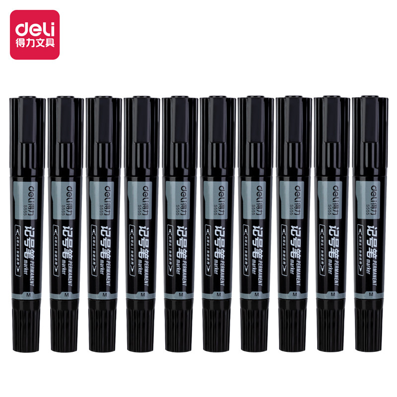 델리 S555 대형 양방향 마커 펜 속건성 방수 유성 페인팅 익스프레스 물류 마커 펜 10 개|상자