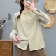 衬衫 秋季 纯棉磨毛长袖 薄款 女宽松显瘦休闲百搭方领衬衣上衣 新款