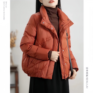 冬季90%白鸭绒女士立领轻薄款修身显瘦羽绒服保暖棉袄时尚A版外套