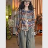 针织开衫 原创 洋气棉线波西米亚风设计感长袖 春秋时尚 9007