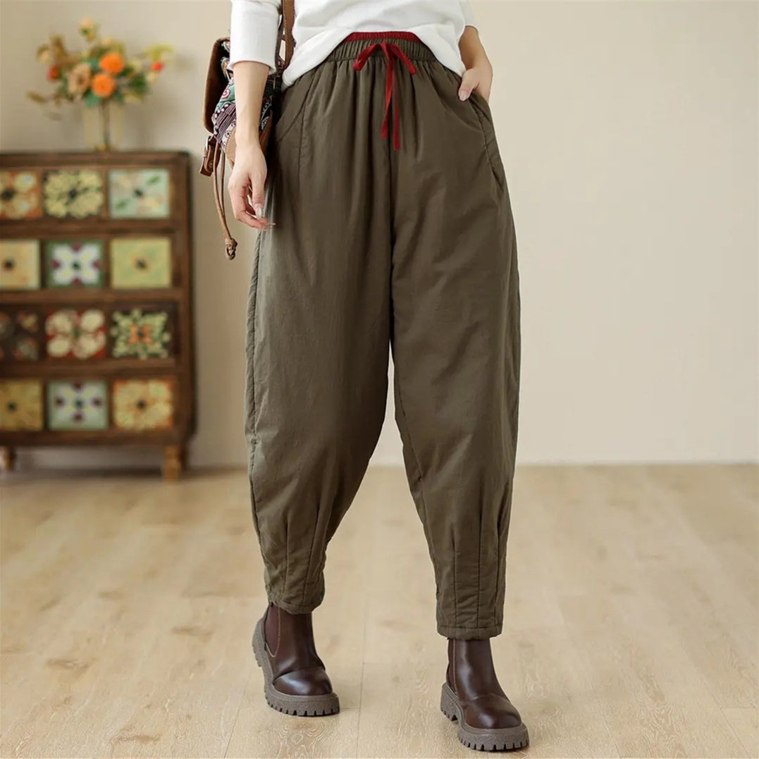 冬季全棉夹棉休闲裤女拼色松紧腰夹棉大码显瘦棉裤保暖哈伦裤长裤,女装/女士精品,棉裤/羽绒裤,淘宝优惠券,粉丝福利购,淘宝优惠卷