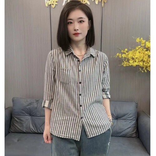 2026女士春季款复古休闲时尚衬衫打底衫韩版宽松百搭长袖显瘦