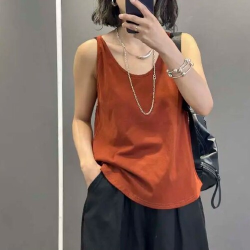 纯色百搭宽松显瘦无袖背心V领
