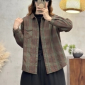 冬季 衬衫 加厚格子衬衫 气质减龄长袖 格纹棉衣 休闲复古时尚 2025新款