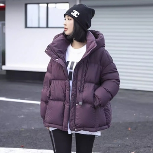 新国标加厚90%白鸭绒安心绒小飘带连帽羽绒服绗线显瘦保暖外套
