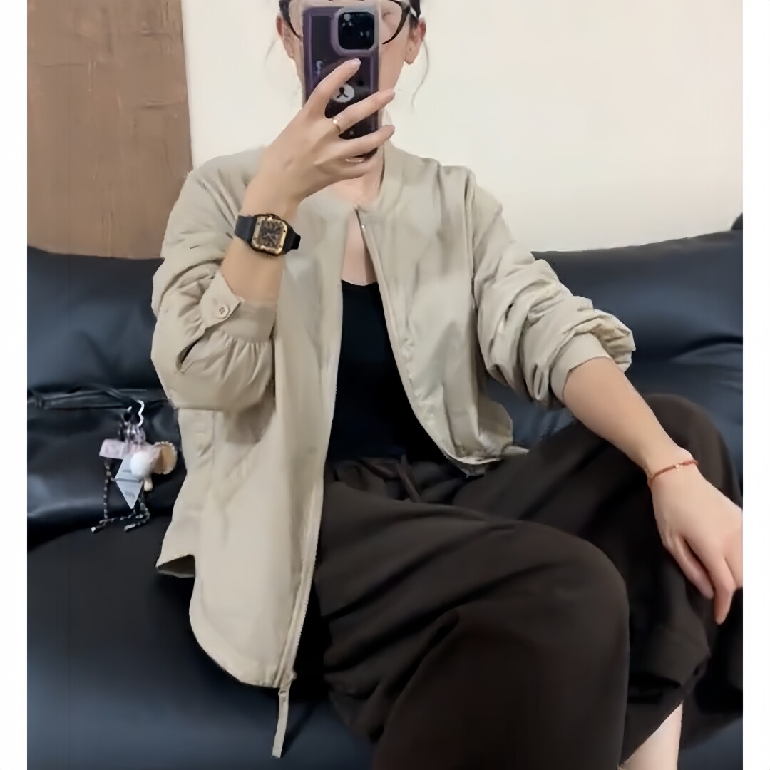 立领拉链轻薄短款棉服女款2026新款秋季夹棉棉衣外套宽松上衣图片
