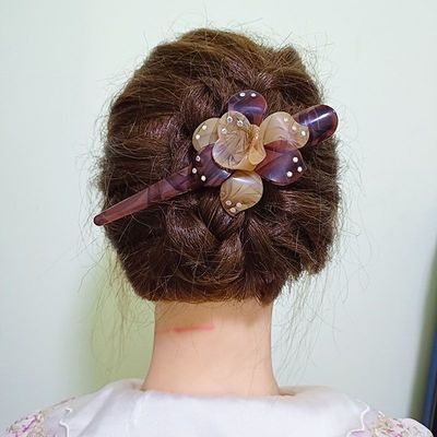 后脑勺抓夹盘发大号鸭嘴一字牛角