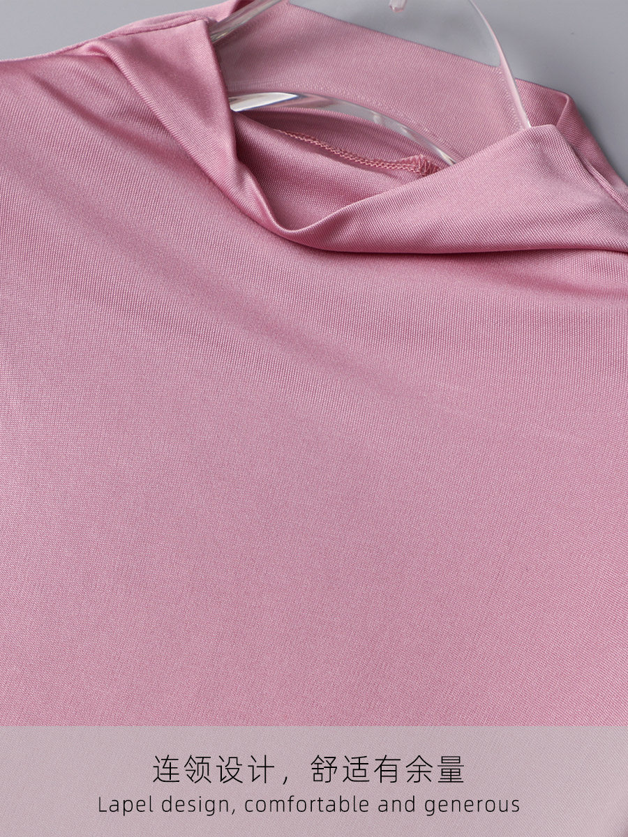 HEAVYWEIGHT MULBERRY SILK BOTTOMING SHIRT WOMENS LONG-SLEEVED HALF-HIGH COLLAR AUTUMN AND WINTER ALL-MATCH SLIM SKIN-FRIENDLY AND COMFORTABLE OUTERWEAR TOP