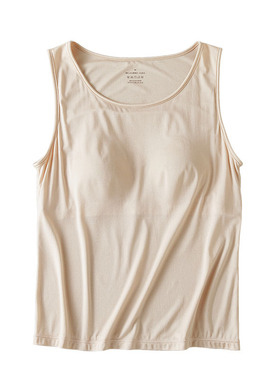 42针加捻免穿文胸真丝女背心 薄款固定杯舒适透气桑蚕丝纯色上衣