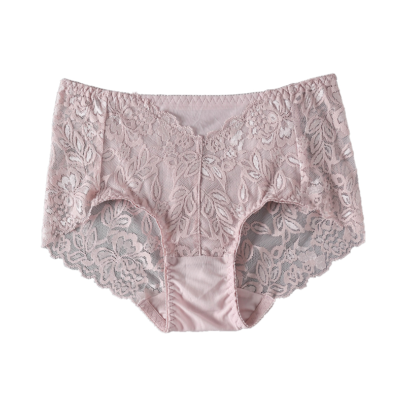 新款真丝性感透气中腰女花边内裤
