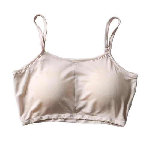 有胸垫光面桑蚕丝针织真丝小抹胸