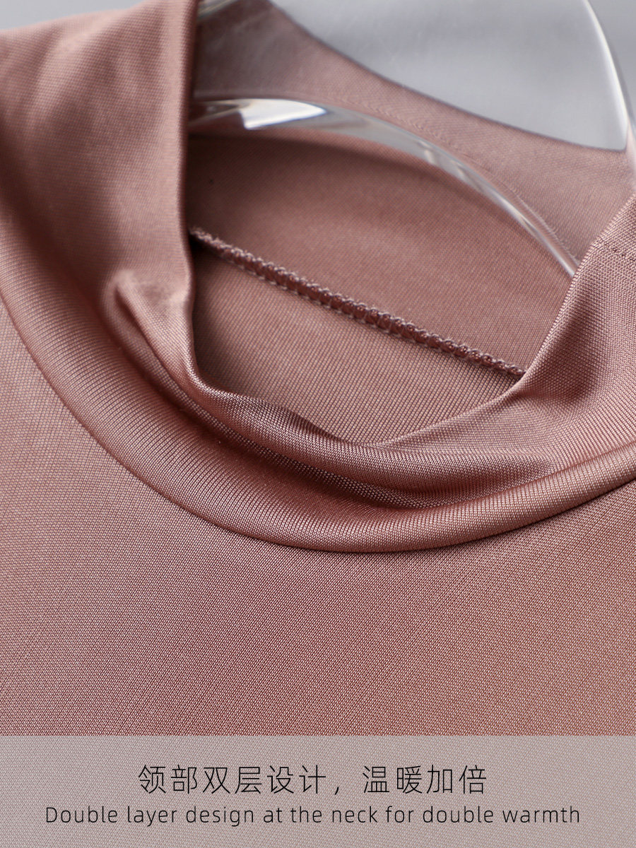 MULBERRY SILK SOLID COLOR DOUBLE-SIDED KNIT SWEATER WOMENS SILK HALF-TURTLENECK BOTTOMED LONG-SLEEVED SLIM TOP A T-SHIRT UNDERNEATH
