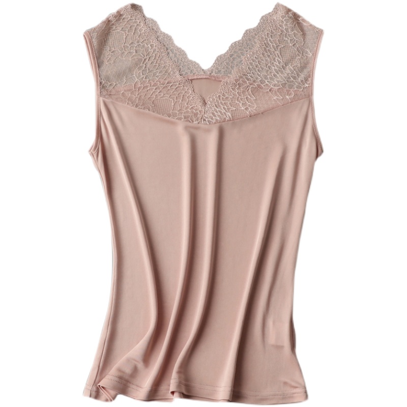 宽松V领蕾丝性感打底上衣