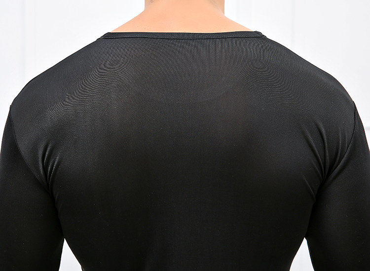 SILK MENS AUTUMN CLOTHES AND TROUSERS SUIT MULBERRY SILK ROUND NECK COTTON SWEATER SLIM WARM AND COMFORTABLE BOTTOMING UNDERWEAR SET