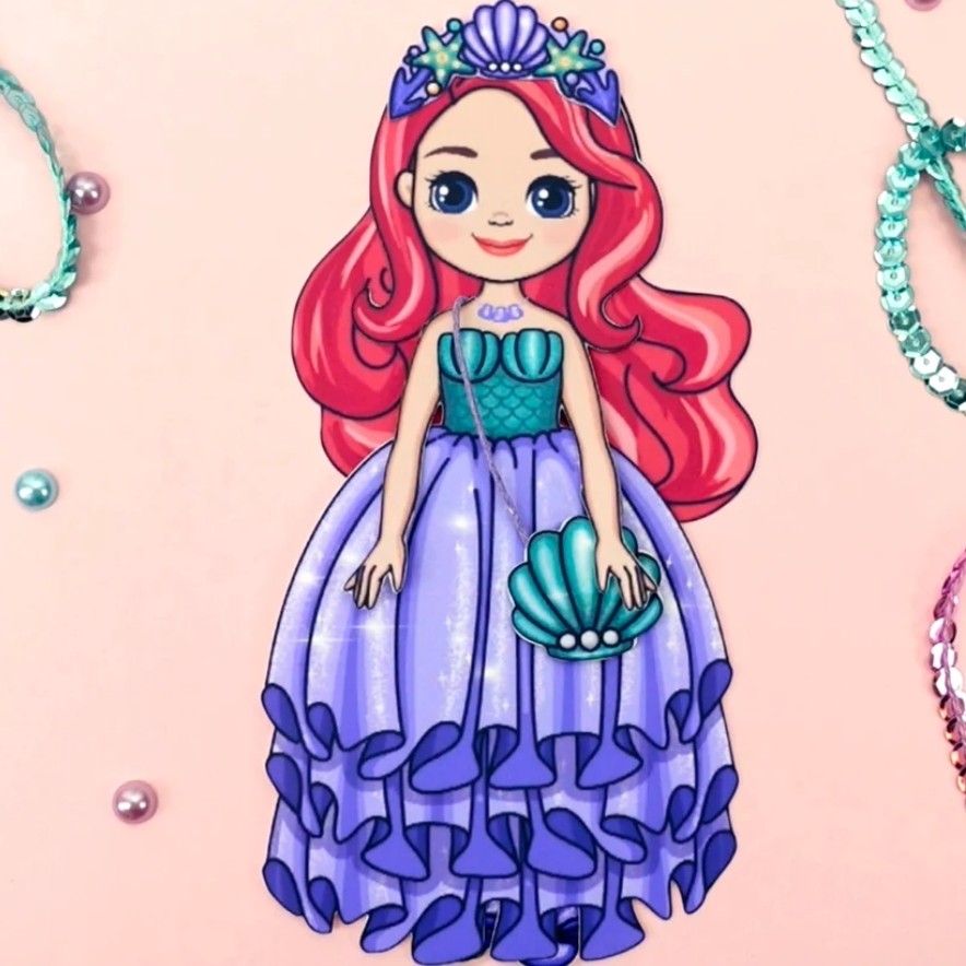 新款小美人鱼小屋纸娃娃换装安静书爆款儿童安静书手工DIY玩具书,玩具/童车/益智/积木/模型,其他手工制作,淘宝优惠券,粉丝福利购,淘宝优惠卷