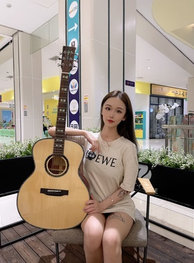 美国鈞琳吉他951民谣全单电箱加振蓝牙鼓机JUNLIN钧琳吉他956