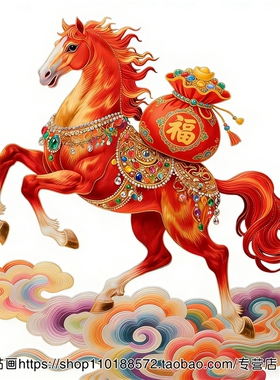 马踏祥云马到成功送福新年贴画家居墙贴玻璃门窗冰箱装饰自粘贴纸