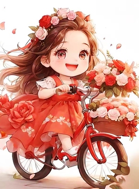 骑车的玫瑰少女汽车电动贴纸冰箱马桶贴画墙面门窗遮瑕可爱贴画纸