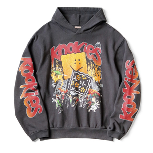 日系复古棉加绒洗水做旧趣味印花连帽卫衣 平田和宏 25AW KAPITAL