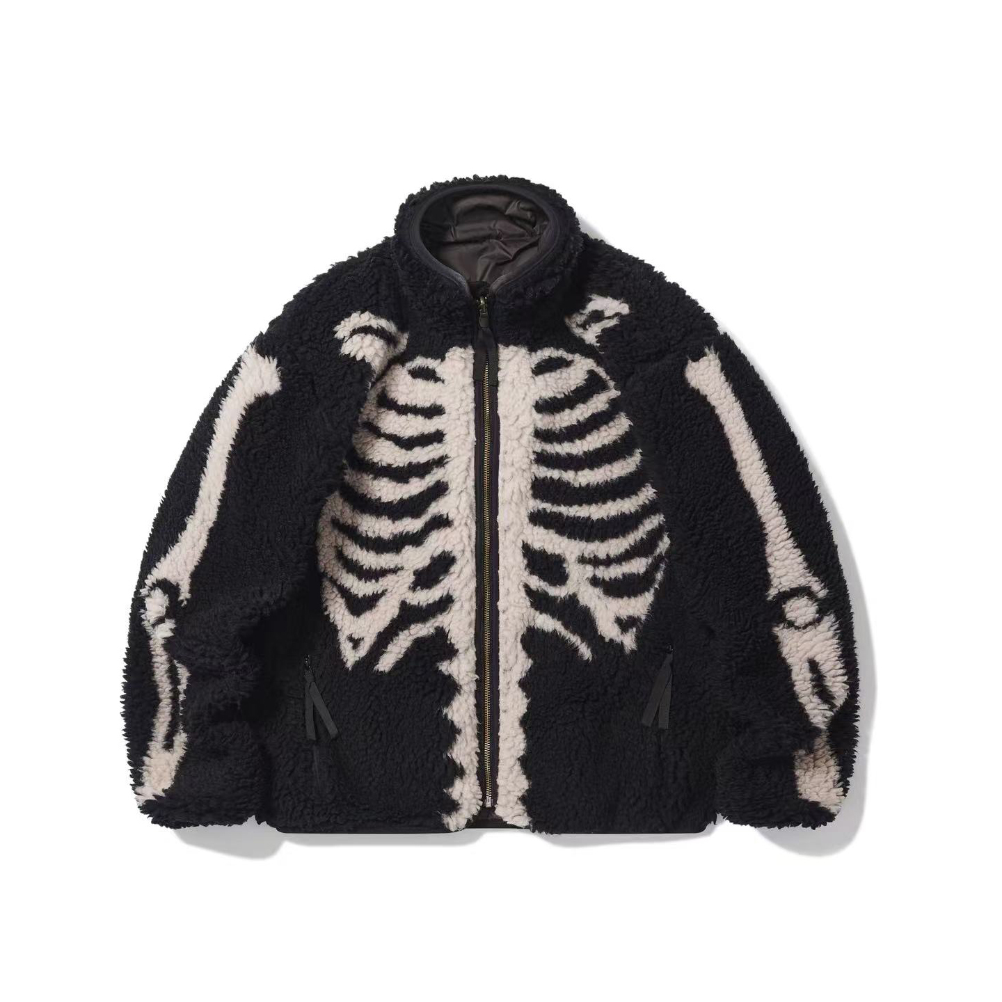 羊羔绒骨头图案保暖外套