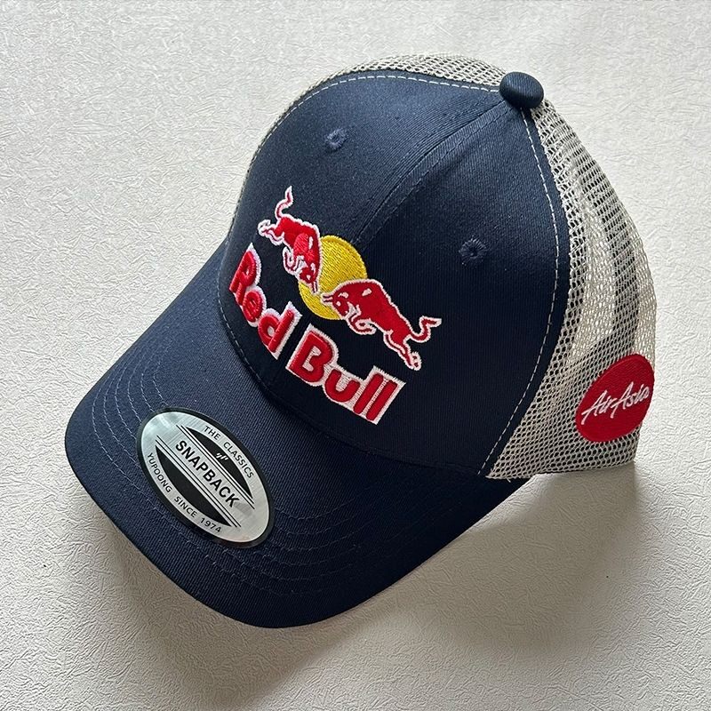 红牛赛车队棒球帽子redbull刺绣硬顶网眼透气防晒男女弯檐鸭舌帽
