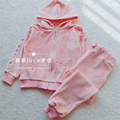 12岁刺绣天鹅绒连帽卫衣套装 软软 春美jc 女中小童4 三件 包邮