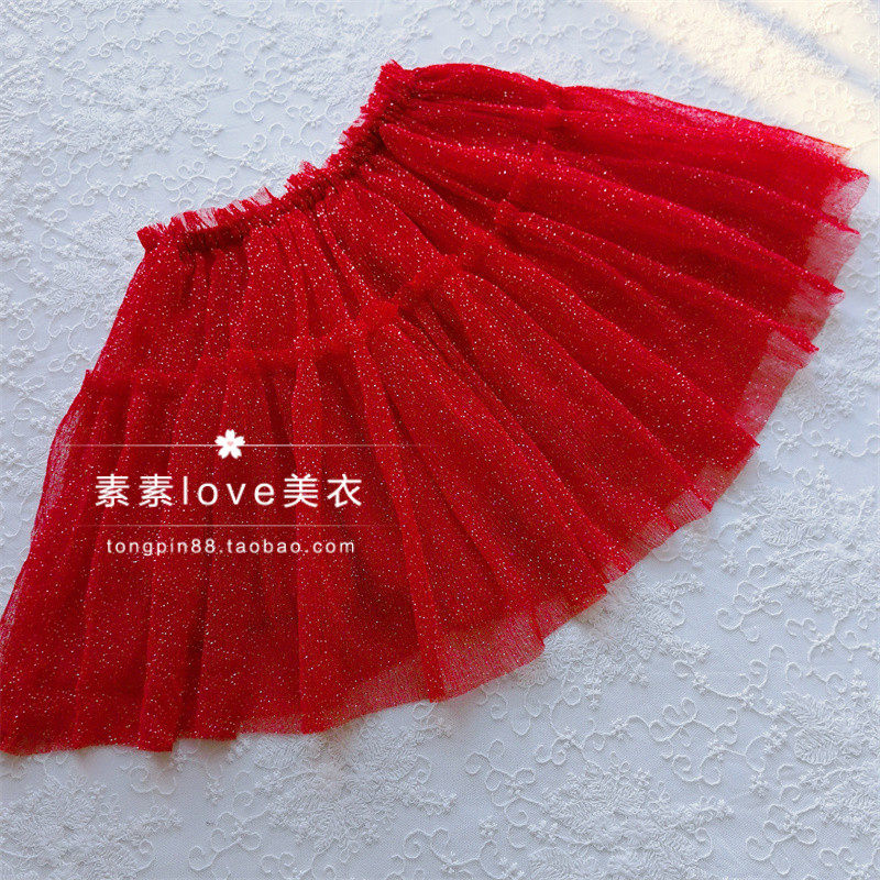 新年红~三件包邮 出口欧dan 女中小童92-128 烫金点点闪闪半身裙