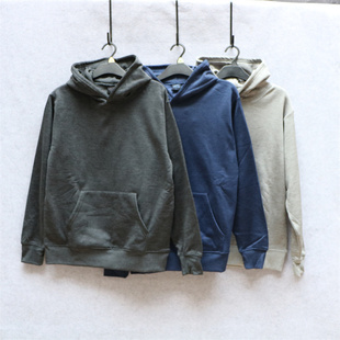 外贸秋冬薄绒连帽套头卫衣男女款简约条纹帽衫轻便保暖打底衫百搭