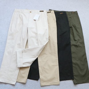 宽松直筒工装 裤 弹力双褶休闲西裤 日单 滑板阔腿裤 男士 大码 春秋款