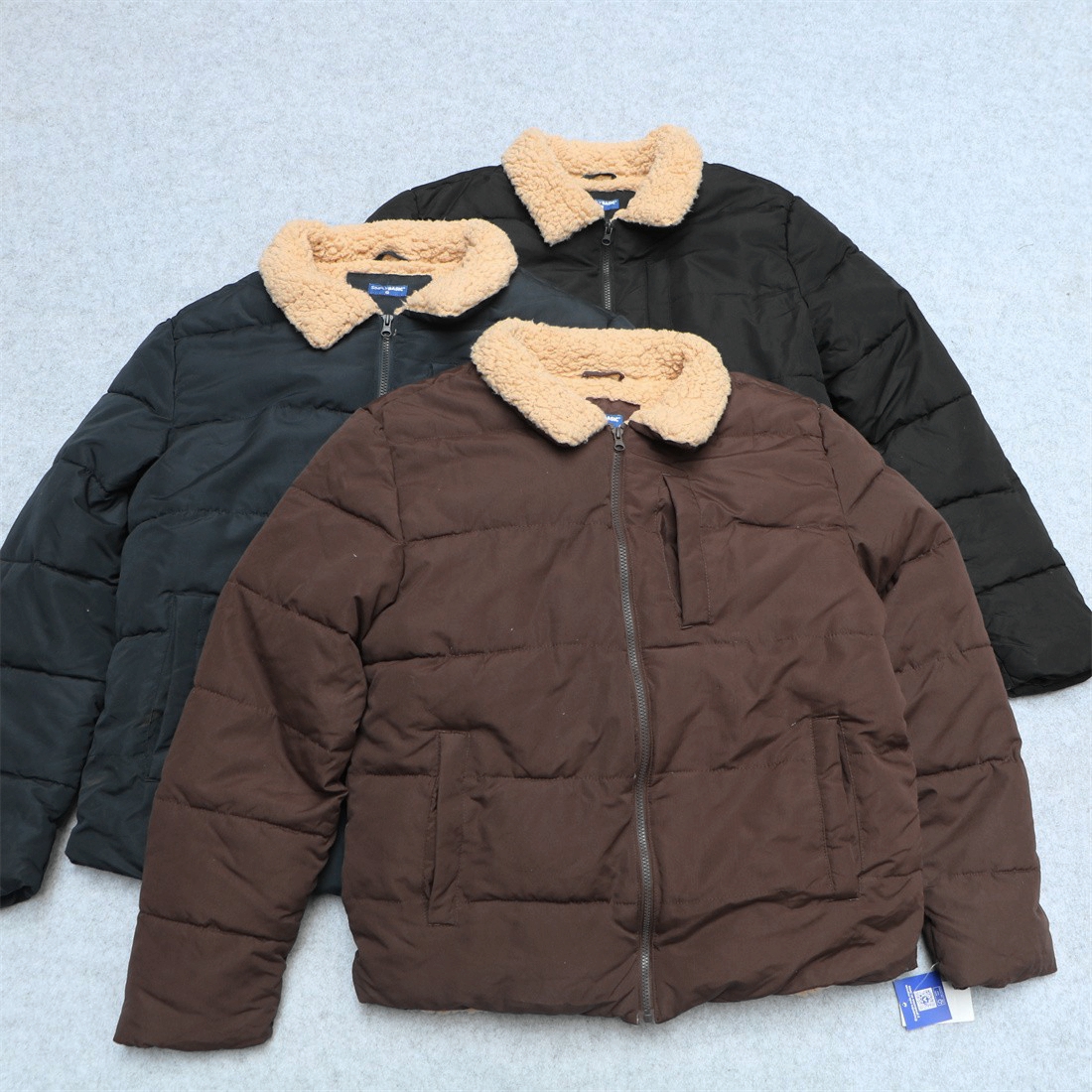 男冬季加绒加厚翻领短款棉衣外套