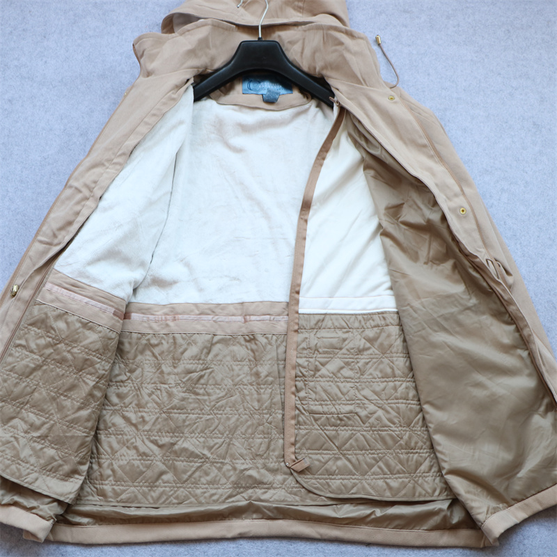 外贸秋冬中长款连帽风衣 拆卸内胆毛绒内里保暖棉衣大码收腰棉服