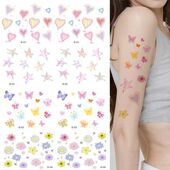 多巴胺星星爱心彩色纹身贴防水持久ins风小清新蝴蝶小图案迷你