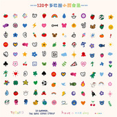 彩色卡通简约线条多巴胺小图案纹身贴迷你泫雅可爱贴纸防水手指女