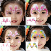 儿童节日表演额头贴脸贴小兔子彩绘妆容纹身贴公主彩虹可爱卡通