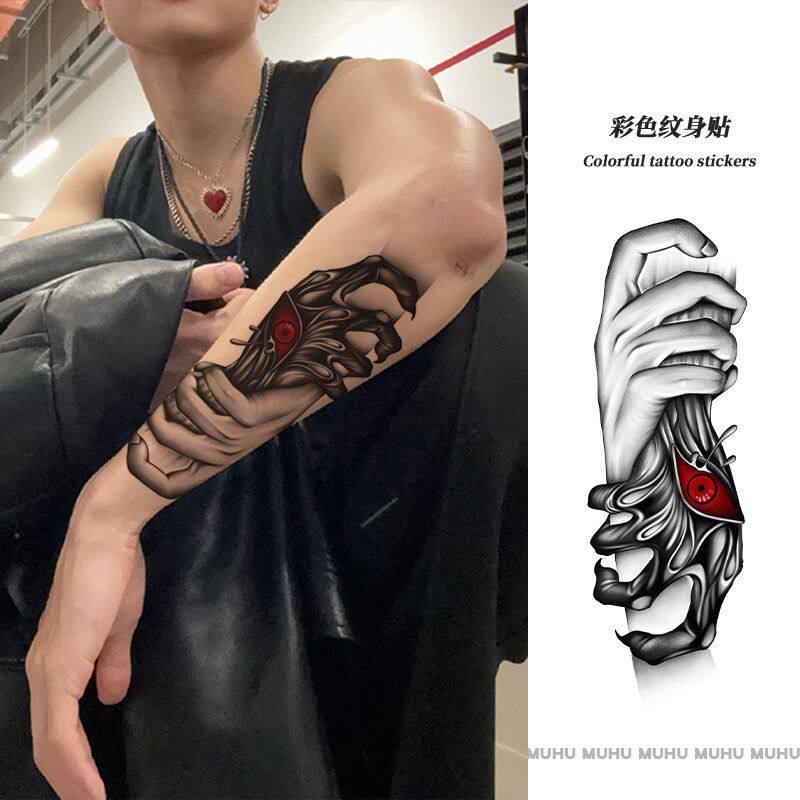 救赎之手霸气草本彩色花臂纹身社会持久帅气防水暗黑手臂男女贴纸