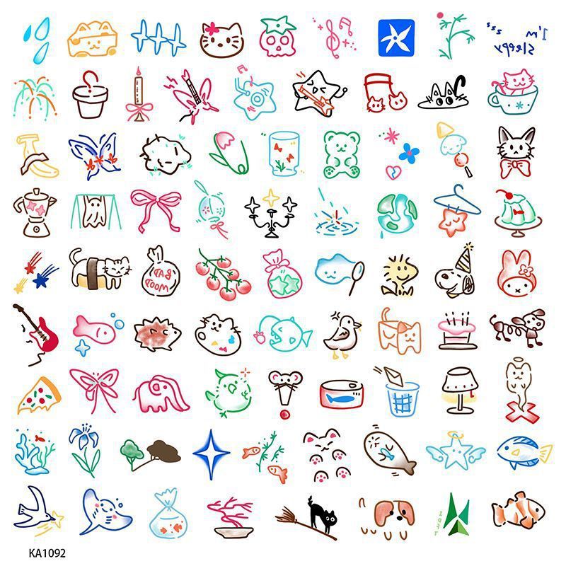 多巴胺夏日派对小图案彩色纹身贴可洗学生持久卡通可爱清新少女潮