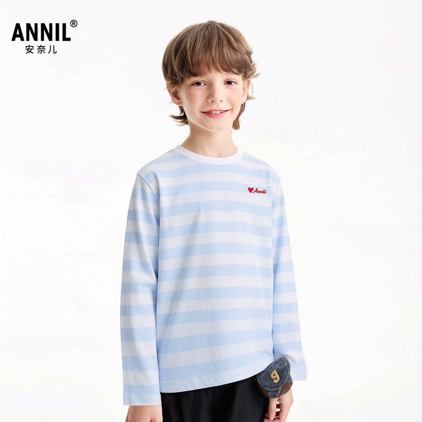 安奈儿女童装圆领长袖打底衫T恤2026夏新款休闲条纹上衣潮酷百搭,童装/婴儿装/亲子装,T恤,淘宝优惠券,粉丝福利购,淘宝优惠卷
