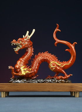 黄铜龙行天下摆件生肖龙开业家居玄关电视柜店铺前台商务礼品装饰