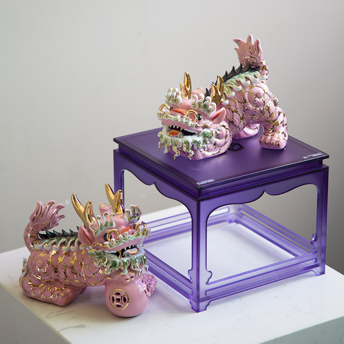 亚克力磨砂渐变橘色紫色艺术底座