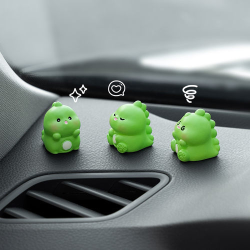 网红萌趣小恐龙车载摆件可爱卡通公仔汽车中控显示屏装饰品随心贴