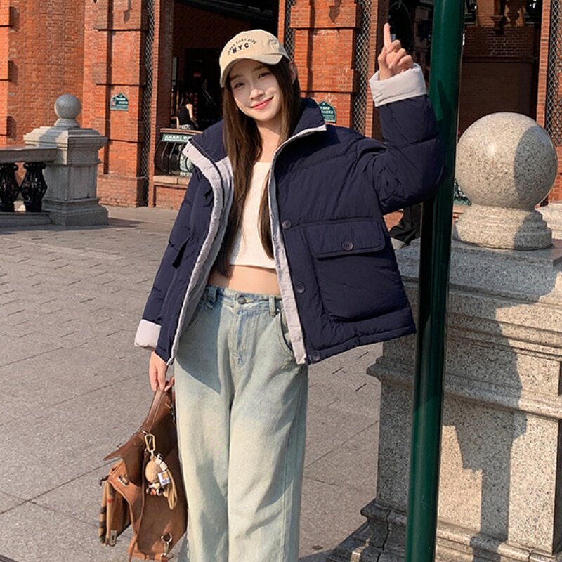 2025年冬季新款潮流时尚短款棉服女休闲百搭宽松加厚保暖棉衣外套