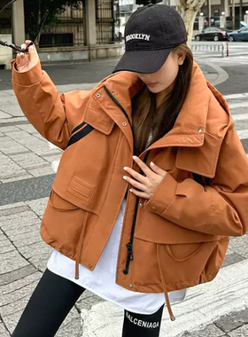 短款加厚棉服女2025年冬季新款韩版时尚宽松连帽设计感派克服外套