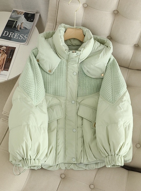 冬季棉服女短款韩版加厚针织棉衣棉袄宽松洋气小个子设计感外套潮