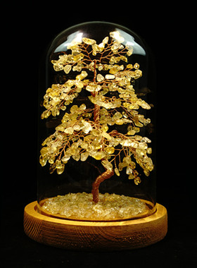 新款天然黄水晶紫水晶粉晶碧玺橄榄石紫晶招财发财树摇钱树摆件