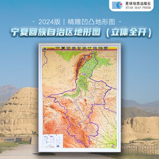 宁夏回族自治区地形图 3D立体凹凸地图 宁夏地图地形地理 星球地图出版社