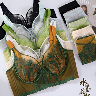高端刺绣超薄内衣2599性感蕾丝大胸显小五排扣收副乳大码 文胸罩CD