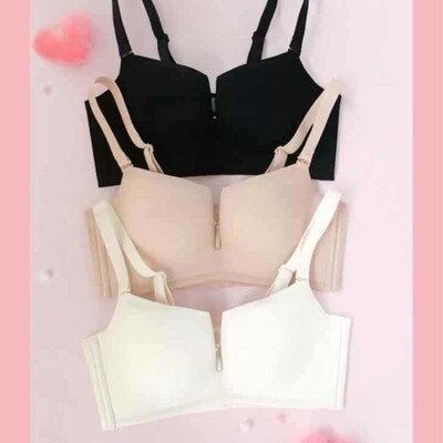 新款3591中厚无钢圈无侧骨简约光面内衣AB杯无痕聚拢调整型文胸女
