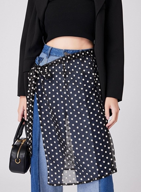 2025春季慵懒风小雏菊黑色半身裙女宽松显瘦百搭牛仔裤外搭屁帘潮